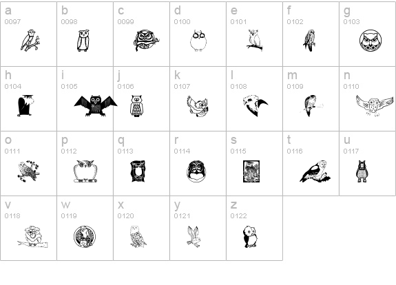 Carsten'sOwls lowercase a-z preview