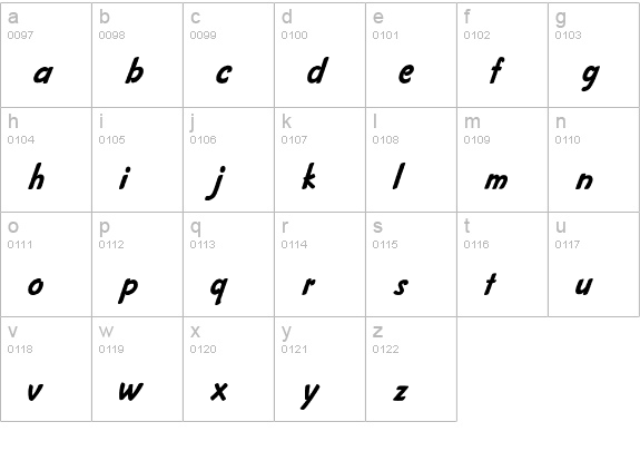 Cartoon-Normal lowercase a-z preview