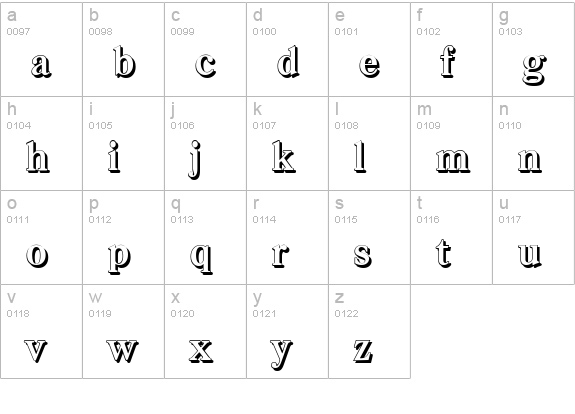 CasadShadow-Bold lowercase a-z preview