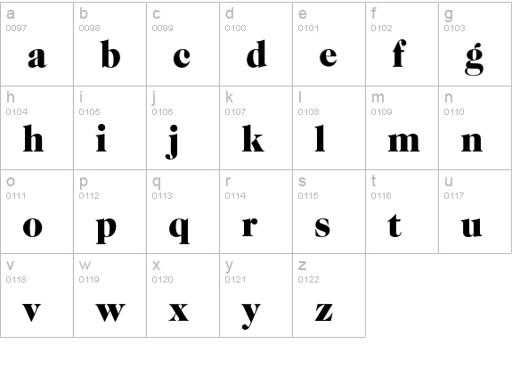 Caslon 224* Black lowercase a-z preview