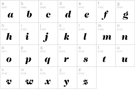 Caslon335Black-RegularItalic lowercase a-z preview