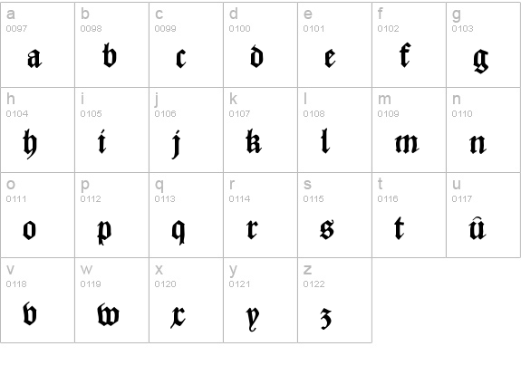 CaslonishFraxx lowercase a-z preview