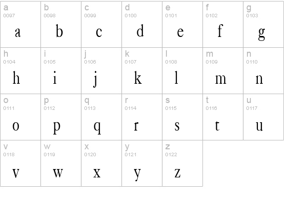 CasqueCondensed Regular lowercase a-z preview