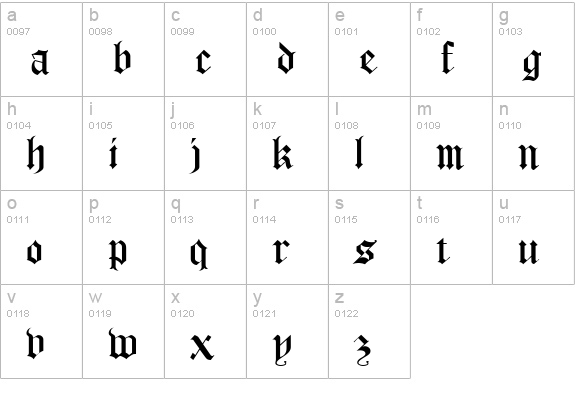 Castle Regular lowercase a-z preview