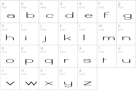 Castorgate Wide lowercase a-z preview