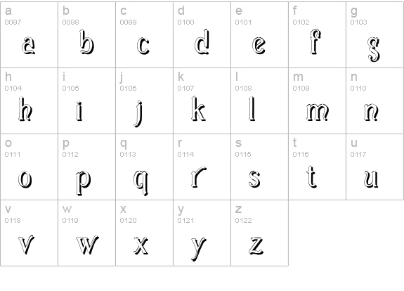 Casua_Shadow lowercase a-z preview