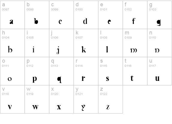 Cauldron Medium lowercase a-z preview