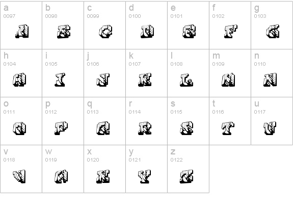 Cauterise lowercase a-z preview