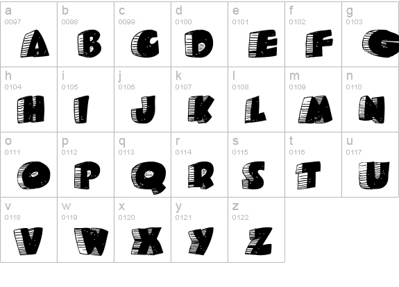 Caveman lowercase a-z preview