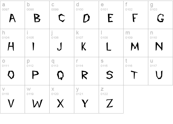 Caveman Regular lowercase a-z preview