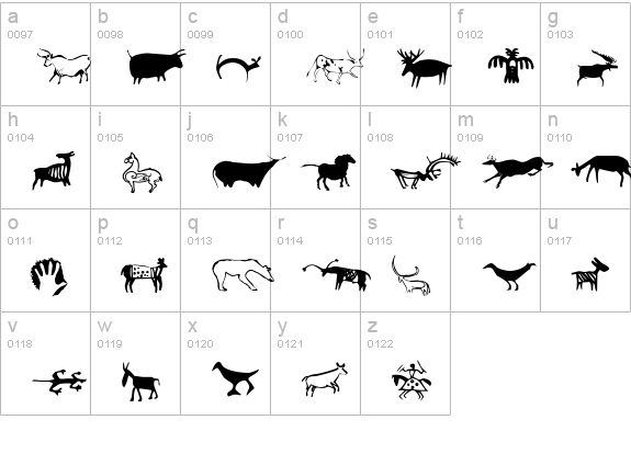 CavePaintingDingbats lowercase a-z preview