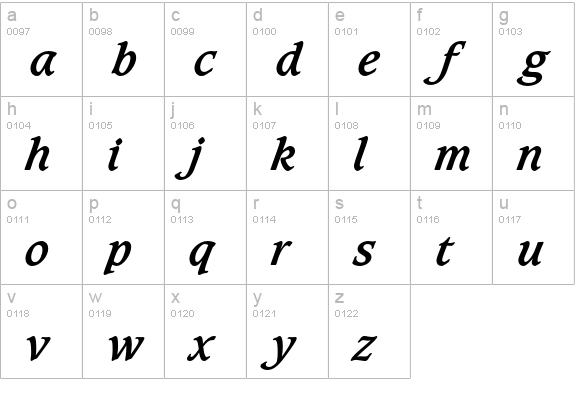 Caxton Bold Italic lowercase a-z preview