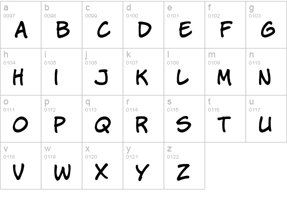 CCJimLee-Regular lowercase a-z preview