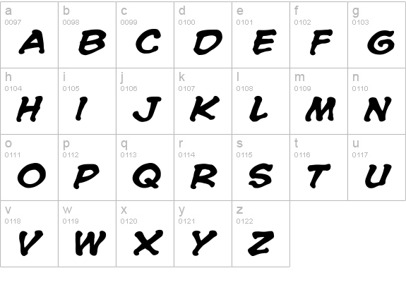 CCSpookytooth-BoldItalic lowercase a-z preview