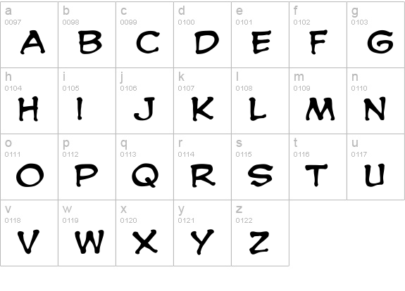 CCSpookytooth-Regular lowercase a-z preview