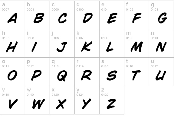 CCWildWords-BoldItalic lowercase a-z preview