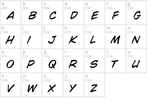 CCWildWords-Italic lowercase a-z preview