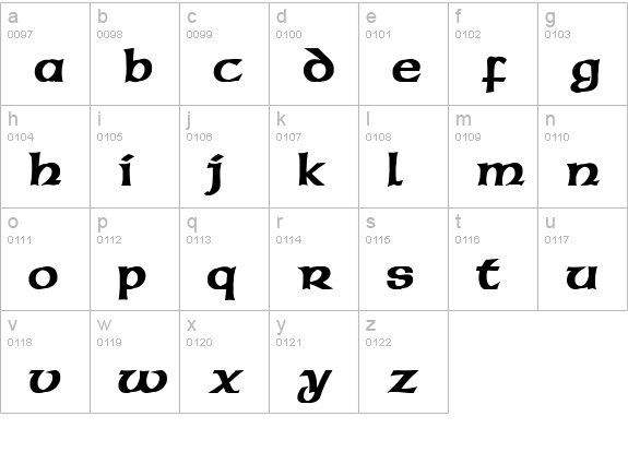 Celtic lowercase a-z preview