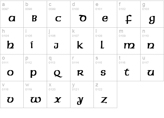 Celtic-Condensed Bold lowercase a-z preview