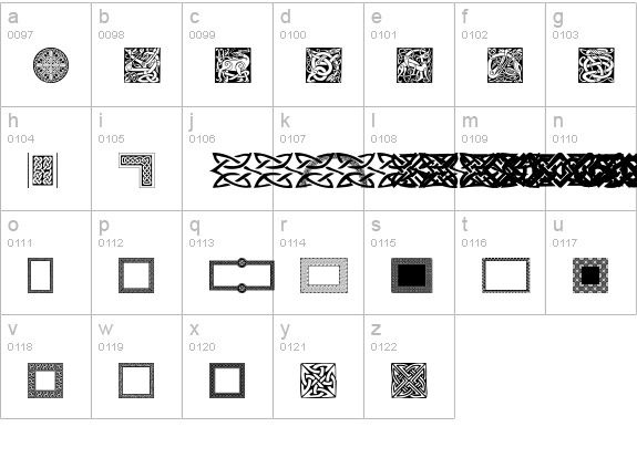 Celtic Elements lowercase a-z preview