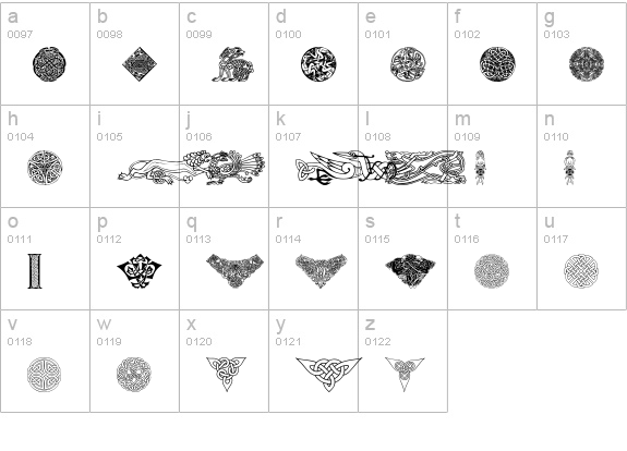 Celtic Elements II lowercase a-z preview