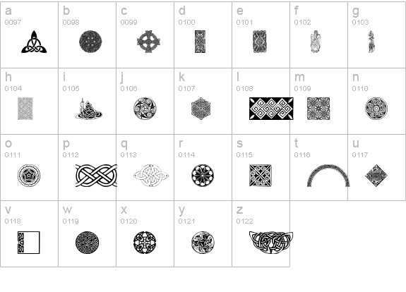 Celtic Elements III lowercase a-z preview