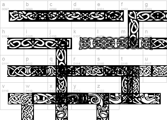 CelticBorders lowercase a-z preview