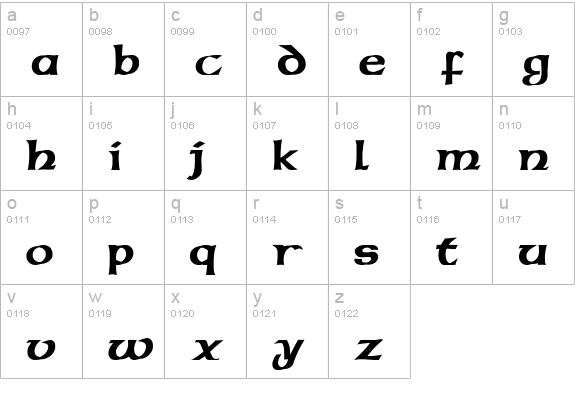 Celticmd Decorative w Drop Caps lowercase a-z preview