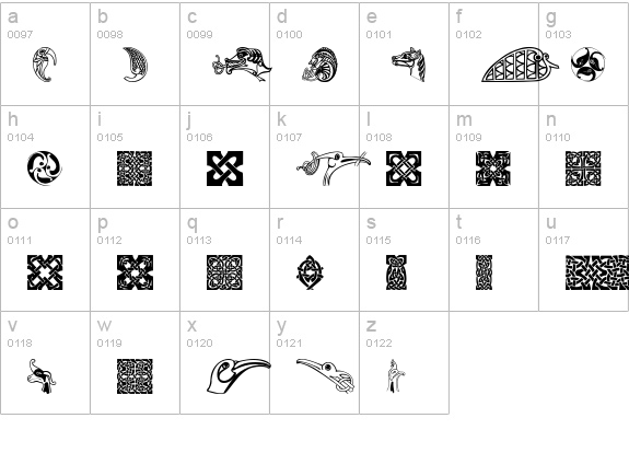 CelticMotif lowercase a-z preview