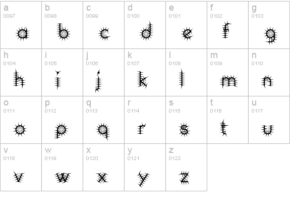 CennerikSpiked lowercase a-z preview