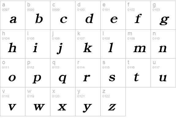 Cento Bold Italic lowercase a-z preview
