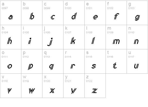CentreClawsSlant lowercase a-z preview