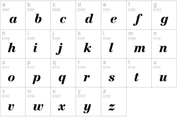 Century Reprise BlackOS SSi Normal lowercase a-z preview