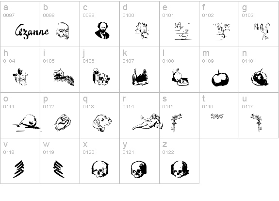 CezanneSketches lowercase a-z preview