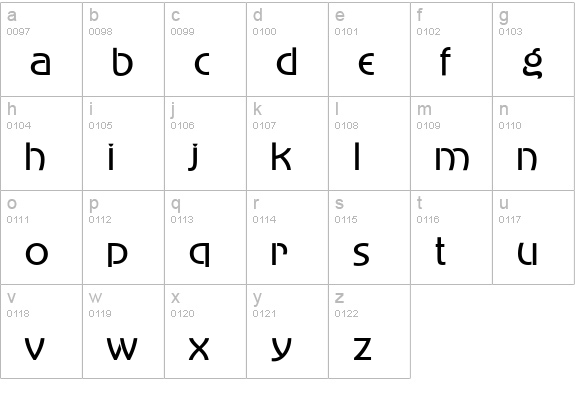 CgAdvertisersGothicLight lowercase a-z preview