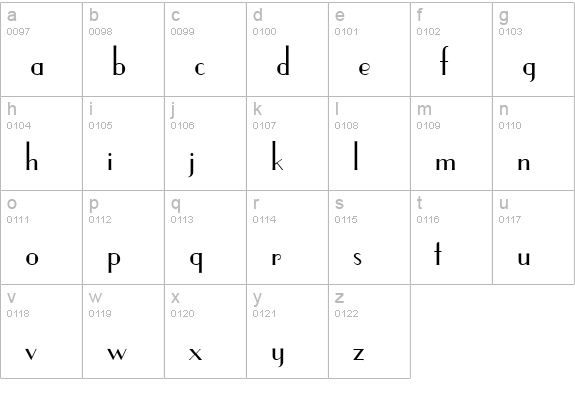 CgParisian lowercase a-z preview
