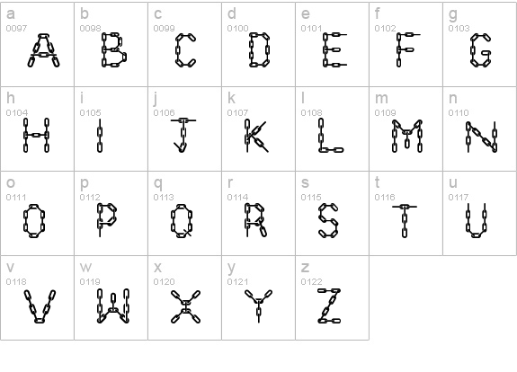 Chain Letters lowercase a-z preview