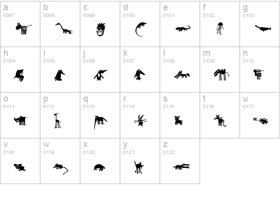 Chamaeleon lowercase a-z preview