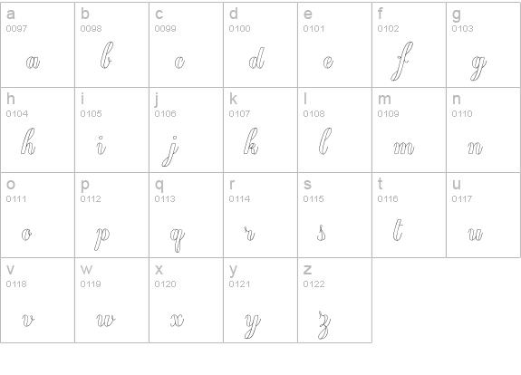 Chameleon Outline1 lowercase a-z preview