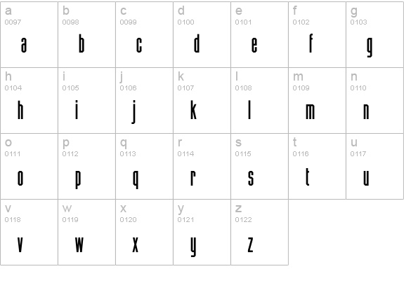 ChamferGothic RR Bold lowercase a-z preview