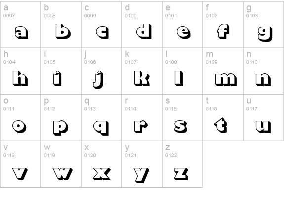 Chantilly-Display-Shaded-Regular lowercase a-z preview