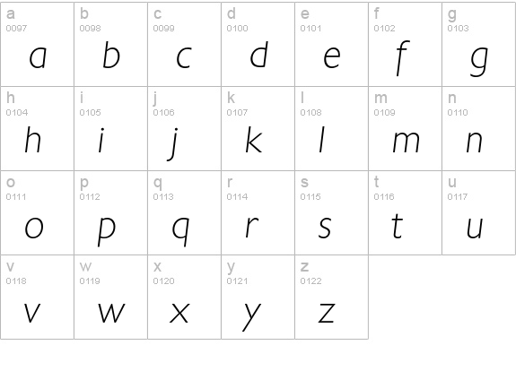 Chantilly-XlightIta lowercase a-z preview