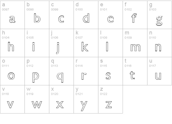 ChantillyOutline-Regular lowercase a-z preview