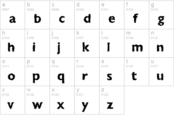 ChantillyRandom-Bold lowercase a-z preview