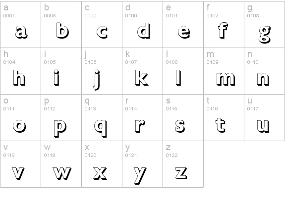 ChantillyShadow-Bold lowercase a-z preview