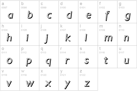 ChantillyShadow-Light-Italic lowercase a-z preview