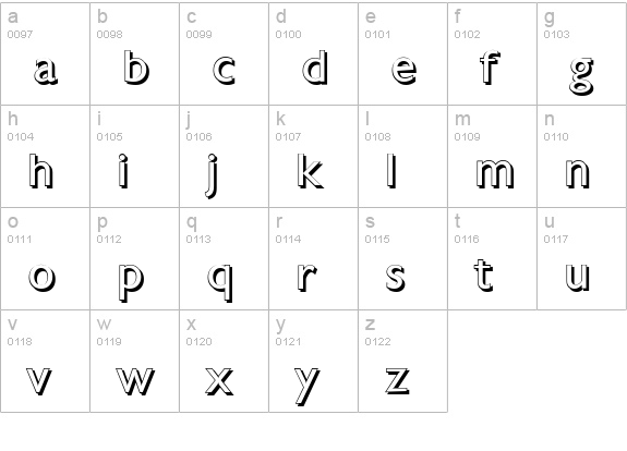 ChantillyShadow-Regular lowercase a-z preview
