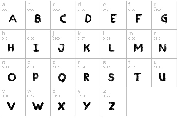 Charcoal lowercase a-z preview