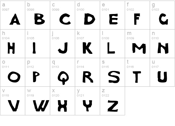 Charcoal first lowercase a-z preview