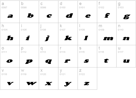 Charlemagne Italic lowercase a-z preview